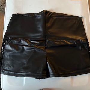 Faux leather short shorts